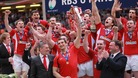 The Wales team with the Grand Slam trophy