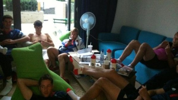 Hockey players watch Olympics Opening Ceremony