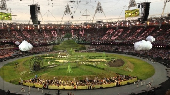 Giant numbers appeared in the audience counting down to the start of the ceremony