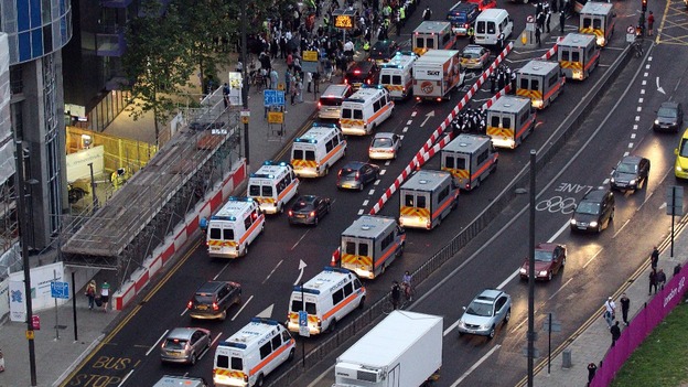 Scotland Yard said police intervened when participants breached regulations restricting their route