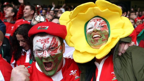 Welsh fans celebrating