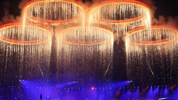 The Olympic Rings during the Opening Ceremony