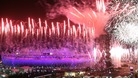Fireworks begin at the end of the ceremony