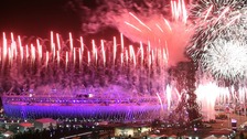 Fireworks begin at the end of the ceremony