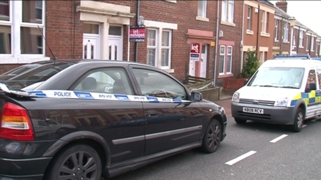 Police at the scene in Gateshead