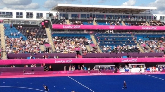 Empty seats for the hockey game at the Riverbank Arena in East London.