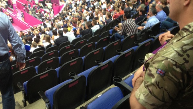 Before: Empty seats at the men's gymnastics final