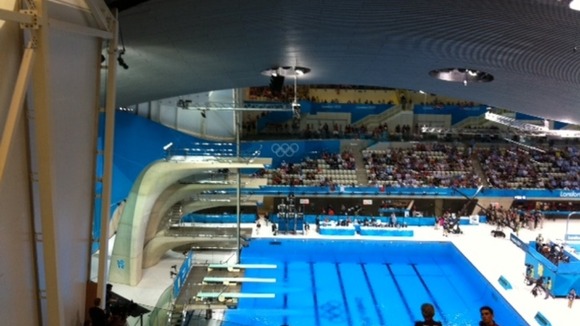Empty seats at diving event.