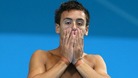 Tom Daley during the training session at the Aquatics Centre.