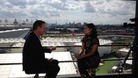 David Cameron talks to Nina Hossain at the London Tonight studio overlooking the Olympic Park.