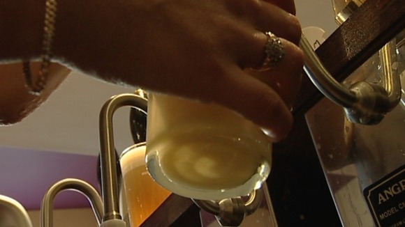 A pint of the real ale being poured at a pub in Stoke-on-Trent