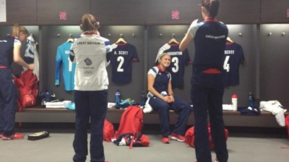 Team GB footballer Kelly Smith posted this photo of the England changing room at Wembley
