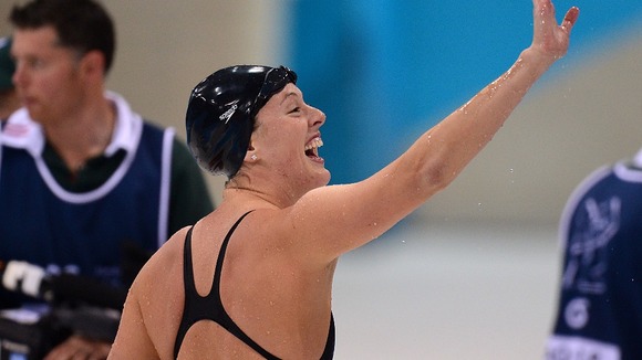 USA's Allison Schmitt after finishing second in her Women's 200m Freestyle Semifinal