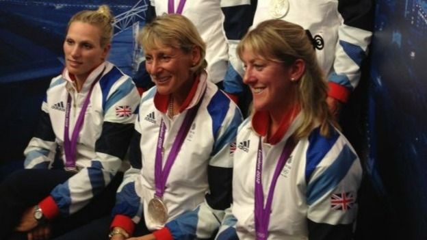 The eventing team face the media after their silver medal