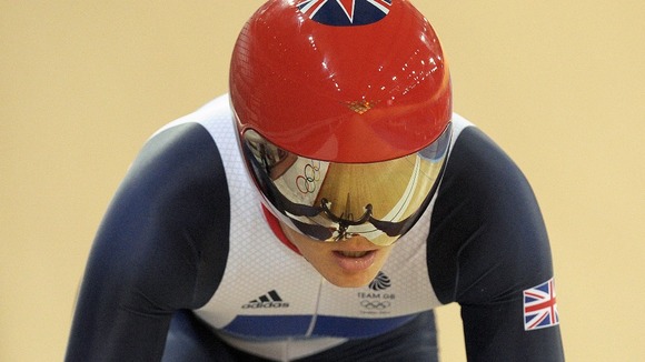 Victoria Pendleton training at the Velodrome
