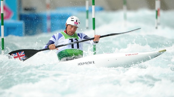 Richard Hounslow during the Kayak Single Slalom Heats at Lee Valley White Water Centre on the second day of Olympics.