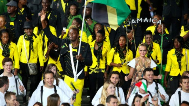 Jamaica athletes at Olympic ceremony