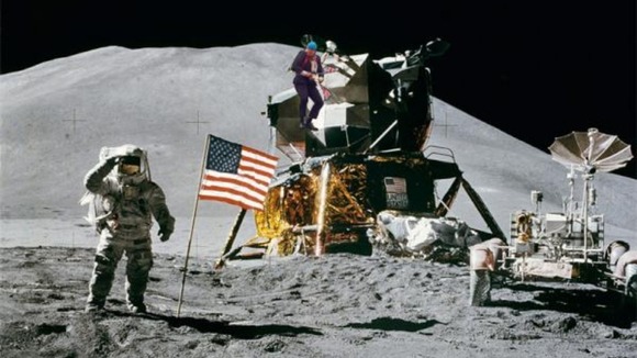 Landing on the moon.