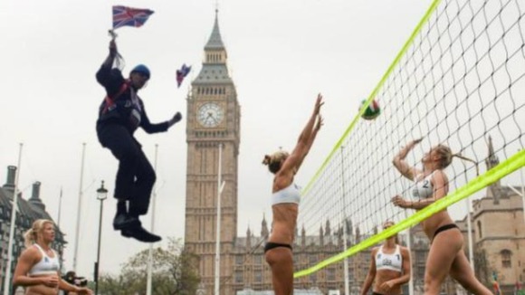 Dropping in on the Olympic volleyball.