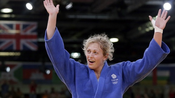 Gemma Gibbons celebrates defeating Netherland's Marhinde Verkerk in the Quarter-finals.