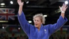 Gemma Gibbons celebrates defeating Netherland's Marhinde Verkerk in the Quarter-finals. 