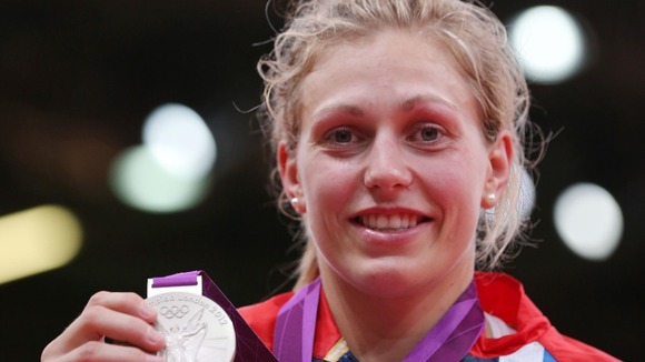 Great Britain's Gemma Gibbons celebrates beating Mongolia's Lkhamdegd Purevjargal