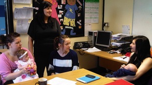 Young mums at a training centre in Hartlepool.