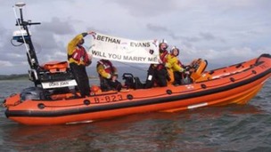 RNLI lifeguards in a boat