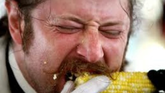 Corn eating contestant