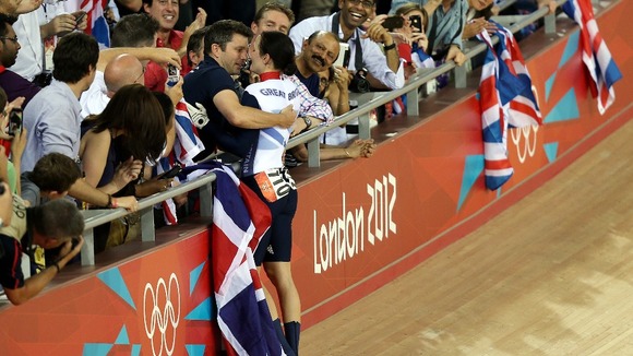 Pendleton celebrates with her fiance Scott Gardner
