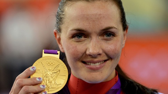 Pendleton dons the Great Britain flag after winning gold.