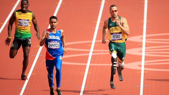 South Africa's Oscar Pistorius in the Men's 400m Heats during day eight of the London Olympic Games