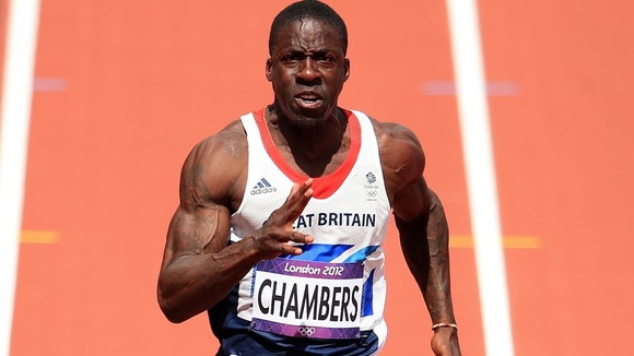 wain Chambers in the Men's 100m Heats