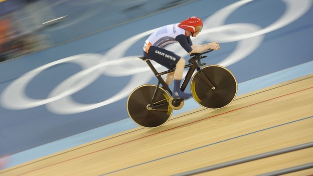 Great Britain's Ed Clancy rides in the 4000m individual pursuit at the Velodrome in the Olympic Park.