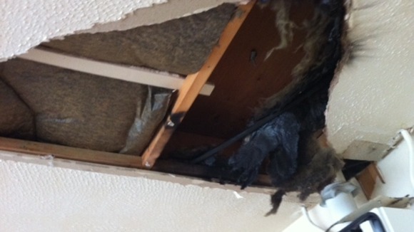 Damage caused by the lightning strike