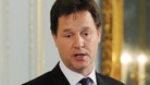 Nick Clegg making the announcement at a news conference in London