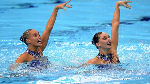 Great Britain's Olivia Federici and Jenna Randall in action