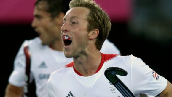 Barry Middleton celebrates a goal against Australia