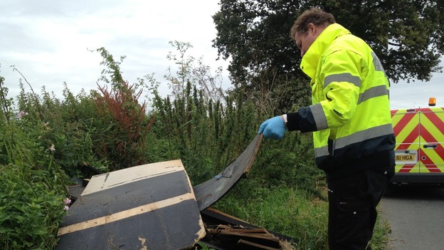 Community Officer at Medway Council Simon Harwood called out to fly tipping in Chatham