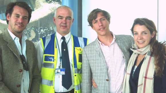 Prince Felix, Stansted Airport’s Andy McPhee, Prince Louis and his wife Princess Tessy