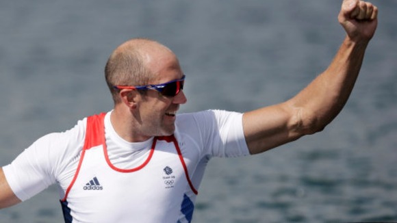 Dr Tim Brabants celebrates making the 1000 metres kayak final