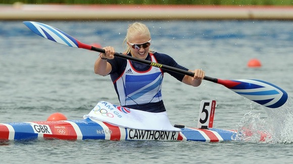 Rachel Cawthorn goes for gold in the canoe sprint on Thursday.