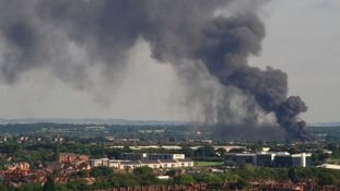 Fire services are trying to tackle a huge warehouse fire in Coventry.