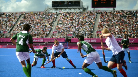 Great Britain's Matt Daly in action against Pakistan.