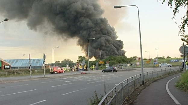 Smoke from the fire could be seen as far away as Tamworth