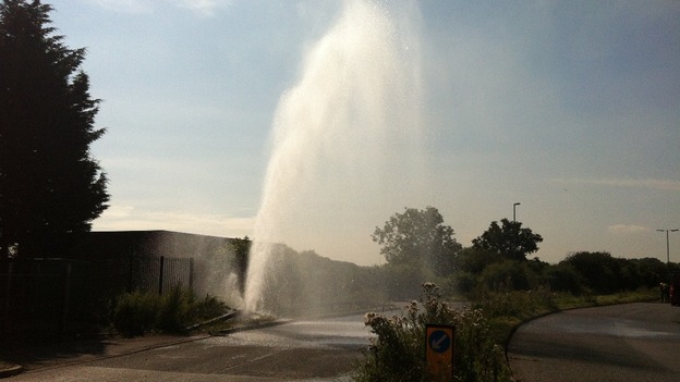 A fire hydrant burst near to the warehouse after overuse