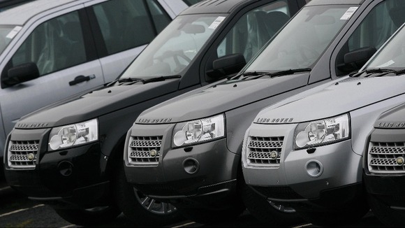 New Land Rover cars at the Land Rover and Jaguar Halewood plant in Merseyside.