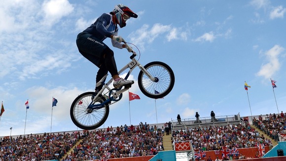 Great Britain's Shanaze Reade during the women's BMX seeding run at the BMX Track.