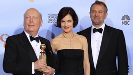 Julian Fellows (left) with actors Elizabeth McGovern and Hugh Bonneville.