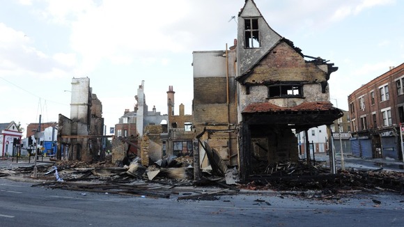 The House of Reeves in Croydon after it was burnt down